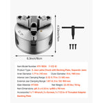 SucceBuy Lathe Chuck 3-Jaw / 4-Jaw / 6-Jaw Self-Centering Chuck & Threaded Backing Plate, T-wrench Screws, Wood Metal Lathe Use