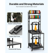 Bild in Galerie-Viewer laden, Amocart 4-Tier 3D Printer Filament Storage Rack with Wheels Printer Stand Spools Holder Cart for 3D Printing Station Office
