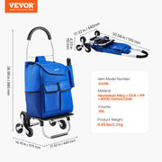 Bild in Galerie-Viewer laden, Amocart 36L Folding Shopping Cart Stair Climbing Handcart with Wheels &amp; Oxford Cloth Bag Hand Truck for Grocery Laundry Storage

