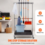 Charger l'image dans la visionneuse de galerie, Amocart Garden Tool Organizer Yard Tool Tower Rack 10 Slots with Hook &amp; Wheels Broom Storage for Garage Outdoor Organization
