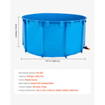 Amocart Canvas Fish Pond 448.8Gal Above Ground Fish Pond, Foldable PVC Koi Tank with Frame and Drain Valve for Aquaculture Blue