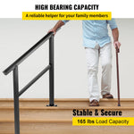 Amocart Outdoor Handrail 165LBS Load Aluminum  36 x 35\" Outdoor Stair Railing  Handrail Fits 2-3 Steps with Screw K for Home