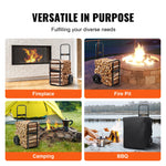 SucceBuy Firewood Log Cart Outdoor and Indoor Wood Rack Storage Mover with Wheels Heavy Duty Steel for Fireplace Fire Pit Black