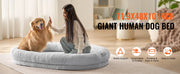 Bild in Galerie-Viewer laden, Amocart Human Dog Bed Human Dog Bed for Adult Human Size Dog Bed with Washable Faux Rabbit Fur Cover Egg Orthopedic Foam Grey

