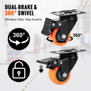 Bild in Galerie-Viewer laden, Amocart 2/3/4/5/6-inch Swivel Plate Casters Set of 4 with Security Dual Locking PVC Caster Wheels for Cart Furniture Workbench
