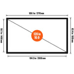 Amocart Projector Screen 92 100 110 120 130 135 155in Aluminum Fixed Frame 16:9 4K HD Home Cinema Theater WallMountable Display