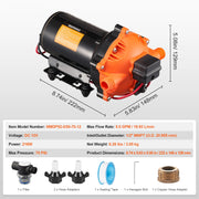 Bild in Galerie-Viewer laden, SucceBuy 12V Diaphragm Pump 1.8/3/3.5/5 GPM 3/4/5-Chamber 40-100 PSI Adjustable 1/2'' MNPT Port for RV Yacht Food Truck Camper
