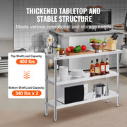 Bild in Galerie-Viewer laden, Amocart Stainless Steel Food Prep Table Commercial Kitchen Worktable w/Adjustable Undershelf Heavy Duty Prep Table Metal Table
