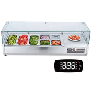 Load image into Gallery viewer, Amocart Refrigerated Condiment Prep Station with 3 1/3 Pans &amp; 4 1/6 Pans 304 Stainless Body and PC Lid with Glass Guard ETL
