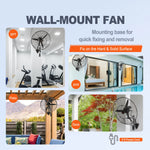 SucceBuy 4 Sizes Wall-Mount Misting Fan 3-speed IP44 Oscillating Wall Fan Max. 9500 CFM Wall Mounted Fan for Home Summer