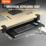 Amocart 26.8in Under Desk Keyboard Tray Slide in/out Ergonomic Universal Keyboard Tray No-Drilling C-Clamps Easy to Install