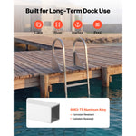 SucceBuy 4-Step Flip-Up Dock Ladder 350 lbs Aluminum Alloy Pontoon Boat Swim Ladder with Non-Slip Steps for Lake Swimming
