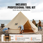 SucceBuy Canvas Bell Tent 4 Seasons 3/4/5/6/7m Yurt Tent Canvas Tent for Camping with Stove Breathable Tent Holds up to 8People