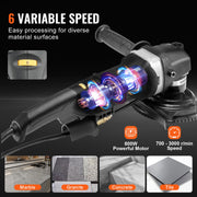 Charger l'image dans la visionneuse de galerie, Amocart Wet Polisher 800W Concrete Grinder w/ 6 Variable Speed and 7 Polishing Kits Wet Grinder Machine for Polishing Grinding
