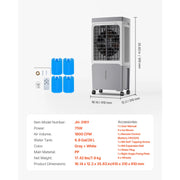 Charger l'image dans la visionneuse de galerie, Amocart Evaporative Air Cooler 3100CFM with 9Gal Water Tank Swamp Cooler with Remote Control 12H Timer 4 Ice Boxes 3 Wind Speed
