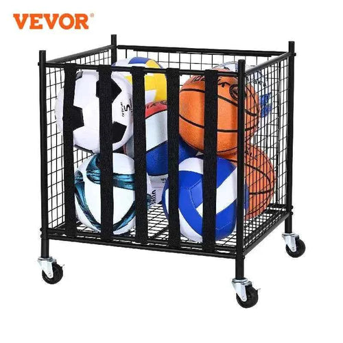 SucceBuy Rolling Sports Ball Storage Cart Sport Equipment for Indoor Outdoor Steel Storage Rack for Garages Gym and Schools
