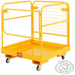 SucceBuy 1200lbs Forklift Safety Cage Folding Security Platform with Lockable Swivel Wheels Holds 1 to 2 Adults for Aerial Work