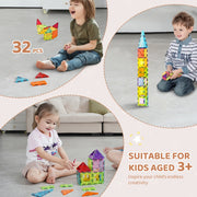 Charger l'image dans la visionneuse de galerie, Amocart 32PCS Light Magnetic Tiles Building Blocks Magnet Educational STEM Sensory Stacking Toys for Toddlers Boys Girls Gifts
