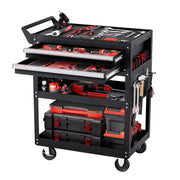 Bild in Galerie-Viewer laden, Amocart 5-Tier Tool Chest 2-Drawer Rolling Tool Work Cart with Locking &amp; Pegboard Tools Storage Organizer for Garage Warehouse
