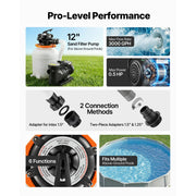Charger l'image dans la visionneuse de galerie, Amocart 12/14/16in FlashPure Sand Filter Pump with Timer for Above Ground Pool 0.5/0.75/1 HP 3000/3500/4400 GPH Media Installed
