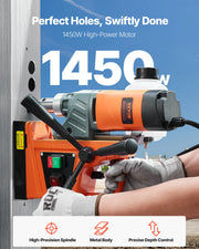 Load image into Gallery viewer, Amocart 11PCs Magnetic Drill Motor 1.6 in 1450W Boring Diameter 850RPM Speed 2810 lbf Portable Electric Mag Drill Press
