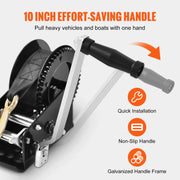 Charger l'image dans la visionneuse de galerie, Amocart Hand Winch Boat Trailer Winch Heavy Duty Rope Crank Polyester Strap &amp; Two-Way Ratchet Manual Operated Hand Crank Winch
