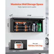 Bild in Galerie-Viewer laden, Amocart Metal Wall Cabinet 30x12x14in Floating Garage Tool Cabinet with Up-Flip Door 120 lbs per Shelf Fit for Garage Basement
