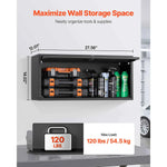 Amocart Metal Wall Cabinet 30x12x14in Floating Garage Tool Cabinet with Up-Flip Door 120 lbs per Shelf Fit for Garage Basement