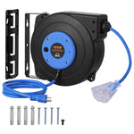 SucceBuy Retractable Extension Cord Reel 50FT Lighted Triple Tap Outlet 13Amp Circuit Breaker 180° Swivel Bracket Electrical Use