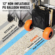 Charger l'image dans la visionneuse de galerie, Amocart Beach Dolly with Big Wheels for Sand 165LBS Folding Cart with Cargo Deck Solid Wheel Adjustable Height Cart for Beach

