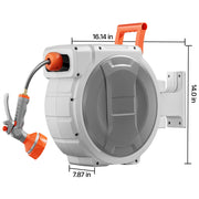 Charger l'image dans la visionneuse de galerie, Amocart Retractable Garden Hose Reel Wall Mounted Hose Reel Heavy Duty Garden Hose Reel with 9Pattern Nozzle 180°Swivel Bracket
