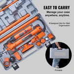 SucceBuy 10/12T Porta Power Kit Portable Hydraulic Jack with 4.6 ft/1.4 m Oil Hose Auto Body Frame Repair Kit with Storage Case