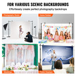 Amocart 10 x 10 ft Heavy Duty Backdrop Stand Height Adjustable Photography Backdrop Stand for Party Wedding Display Exhibition