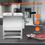 SucceBuy 10 20 30 40L Manual Meat Mixer Fixed Tank Meat Processing Equipment Sausage Mixer Machine with Lid Handle Gear Reducer