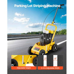 Amocart Striping Line Marking Machine 24 x 13 x 35.4 in 4-Wheel with 2-4 in Adjustable Width for Roads Lots Sports Field Yellow
