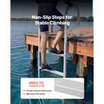 SucceBuy 4-Step Flip-Up Dock Ladder 350 lbs Aluminum Alloy Pontoon Boat Swim Ladder with Non-Slip Steps for Lake Swimming