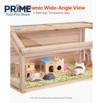 SucceBuy Wooden Hamster Cage 270° Viewing Hamster Habitat Hamster Cage with Openable Top Ventilated Animal Cage for Gerbils