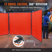 Load image into Gallery viewer, Amocart Welding Screen with Frame 6' x 8' Flame-Resistant Vinyl 3 Panel Welding Curtain Screens 12 Swivel Wheels for Workshop
