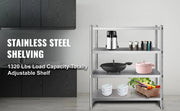 Bild in Galerie-Viewer laden, Amocart 4-Tier Stainless Steel Commercial Storage Rack Shelf for Kitchen Warehouse Garage Storing Kitchenware
