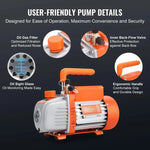 Amocart 3.5CFM 4CFM Single Stage Rotary Vane HVAC Air AC Vacuum Pump & A/C Refrigerant Kit Manifold Gauge Set Air Conditioning