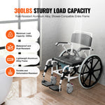 SucceBuy Shower Wheelchair 17.5in Bathroom Wheelchair for Inside Shower Adjustable Rolling Shower Chair for Disabled Adult