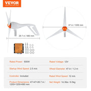 Bild in Galerie-Viewer laden, Amocart Wind Turbine Generator 12V 500W/800W Wind Turbine Kit Wind Power Generator with MPPT Controller Suitable for Home Farm
