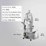 Amocart Commercial Electric Meat Bandsaw 650W 1800W Stainless Steel Countertop Bone Sawing Machine Frozen Fish Cutter for Pork