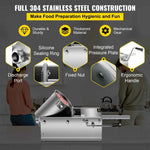 Amocart 3L Horizontal Sausage Stuffer Manual Sausage Maker Stainless Steel With 5 Filling Nozzles For Home & Commercial Use