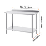Amocart Stainless Steel Work Table Commercial Heavy Duty Food Prep Worktable with Adjustable Height for Restaurant Home