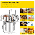 Amocart 50L Alcohol Water Distiller Bottle Moonshine Equipment Stainless Steel Brewing Machine for Whisky Wine Beer Dispenser