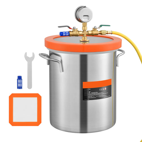 Amocart 3/5 Gal Upgraded Tempered Glass Lid Vacuum Degassing Chamber 304 Stainless Steel for Stabilizing Wood, Resin Degassing