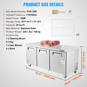 Charger l'image dans la visionneuse de galerie, Amocart 72" Commercial Refrigerator Sandwich &amp; Salad Prep Table 20Cu.Ft Food Prep Frost Free Refrigerator for Restaurant Bar

