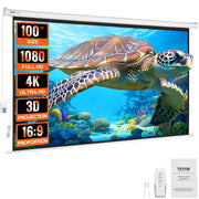Charger l'image dans la visionneuse de galerie, Amocart Electric Motorized Projector Screen 100in16:9 4K 1080 HD Wall Mount Movie Screen for Family Home Office Movie Theater
