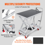 SucceBuy 330/500lbs Hydraulic Lift Table Cart Manual Single Scissor Platform with 4Wheels and Non-slip Pad for Material Handling